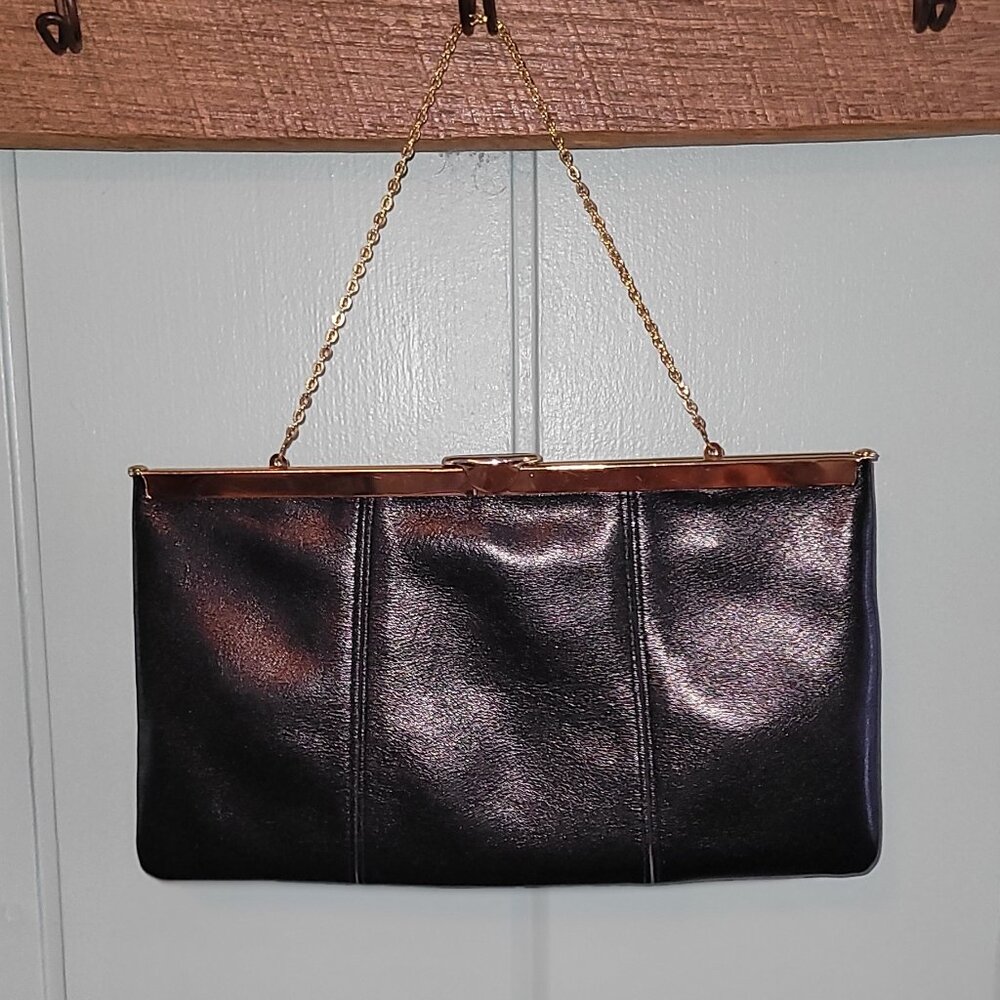 Genuine Black Leather Clutch
